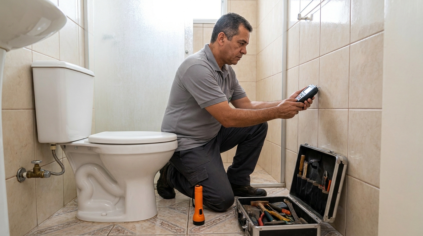 Técnico de caça vazamento com detector em Belém‑PA